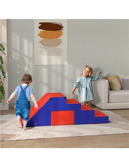 HOMCOM 2-piece Soft Play Set, Baby Foam Climber Block for Toddler 1-3 Years, Dark Blue