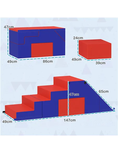 HOMCOM 2-piece Soft Play Set, Baby Foam Climber Block for Toddler 1-3 Years, Dark Blue