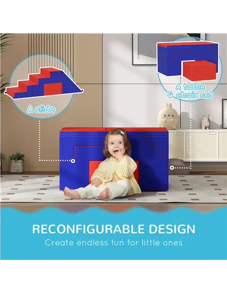 HOMCOM 2-piece Soft Play Set, Baby Foam Climber Block for Toddler 1-3 Years, Dark Blue