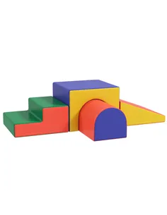 HOMCOM 4-Piece Soft Play Set for Toddlers 1-3 Years, Red