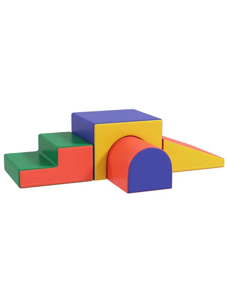 HOMCOM 4-Piece Soft Play Set for Toddlers 1-3 Years, Red