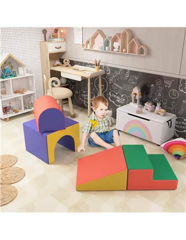 HOMCOM 4-Piece Soft Play Set for Toddlers 1-3 Years, Red