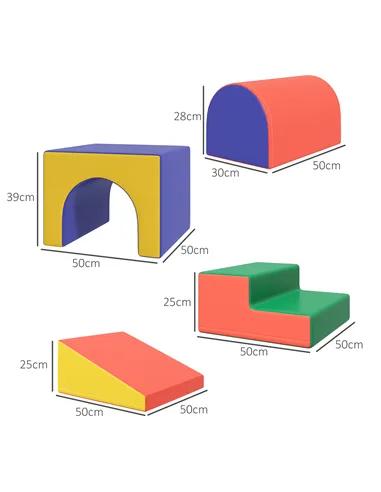 HOMCOM 4-Piece Soft Play Set for Toddlers 1-3 Years, Red