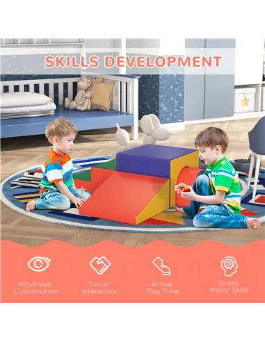 HOMCOM 4-Piece Soft Play Set for Toddlers 1-3 Years, Red