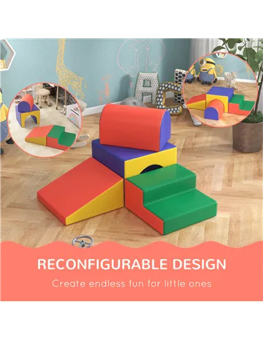 HOMCOM 4-Piece Soft Play Set for Toddlers 1-3 Years, Red