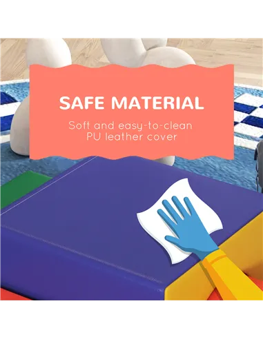 HOMCOM 4-Piece Soft Play Set for Toddlers 1-3 Years, Red