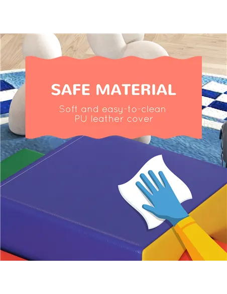 HOMCOM 4-Piece Soft Play Set for Toddlers 1-3 Years, Red