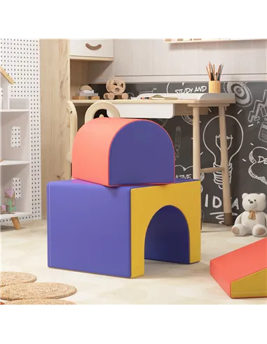 HOMCOM 4-Piece Soft Play Set for Toddlers 1-3 Years, Red