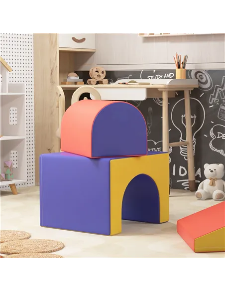 HOMCOM 4-Piece Soft Play Set for Toddlers 1-3 Years, Red