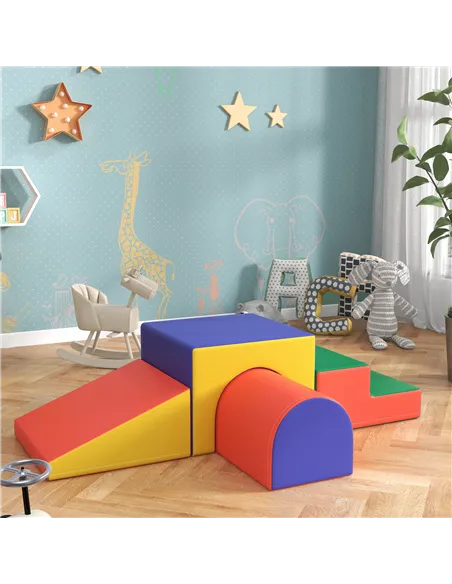 HOMCOM 4-Piece Soft Play Set for Toddlers 1-3 Years, Red