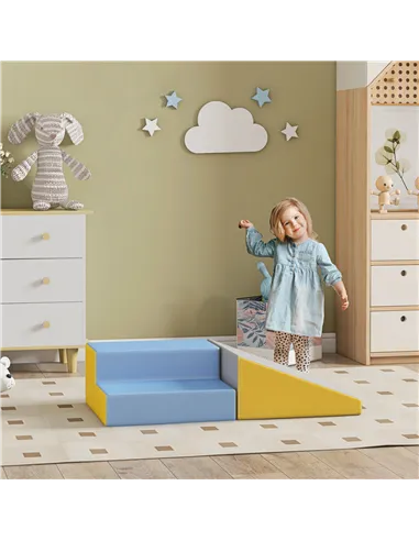 HOMCOM 2 Piece Soft Play Set for Toddler Climb and Crawl, for 12-36 Months, Grey