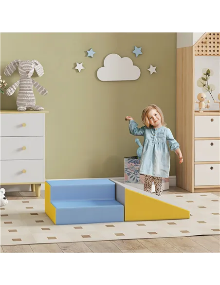 HOMCOM 2 Piece Soft Play Set for Toddler Climb and Crawl, for 12-36 Months, Grey