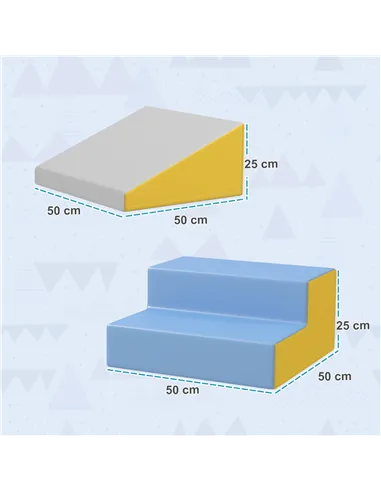 HOMCOM 2 Piece Soft Play Set for Toddler Climb and Crawl, for 12-36 Months, Grey