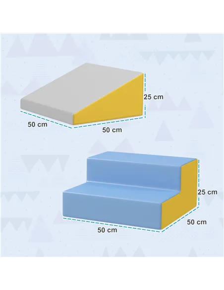HOMCOM 2 Piece Soft Play Set for Toddler Climb and Crawl, for 12-36 Months, Grey