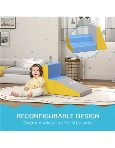 HOMCOM 2 Piece Soft Play Set for Toddler Climb and Crawl, for 12-36 Months, Grey