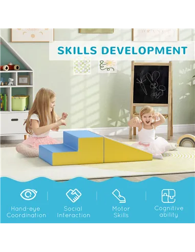 HOMCOM 2 Piece Soft Play Set for Toddler Climb and Crawl, for 12-36 Months, Grey