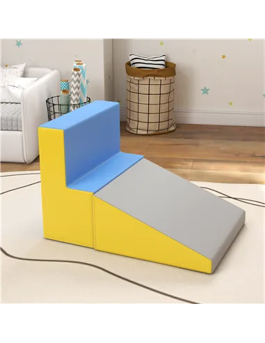 HOMCOM 2 Piece Soft Play Set for Toddler Climb and Crawl, for 12-36 Months, Grey