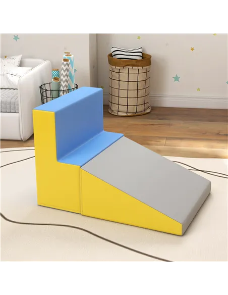 HOMCOM 2 Piece Soft Play Set for Toddler Climb and Crawl, for 12-36 Months, Grey