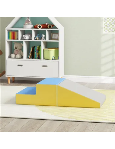 HOMCOM 2 Piece Soft Play Set for Toddler Climb and Crawl, for 12-36 Months, Grey