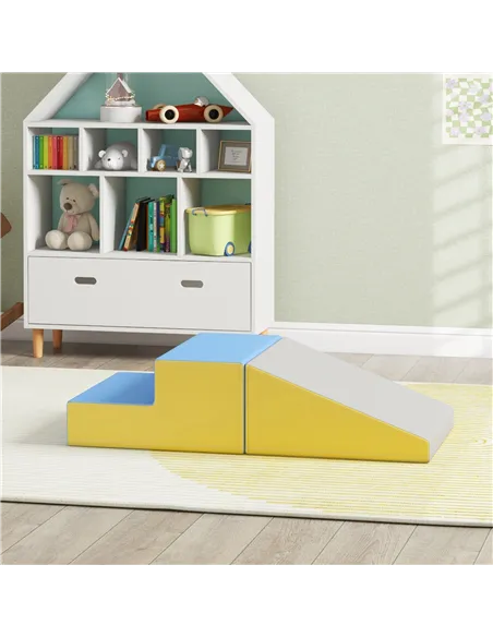 HOMCOM 2 Piece Soft Play Set for Toddler Climb and Crawl, for 12-36 Months, Grey