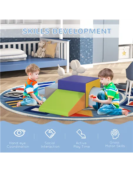 HOMCOM 4-Piece Soft Play Set for Toddlers, Multicoloured