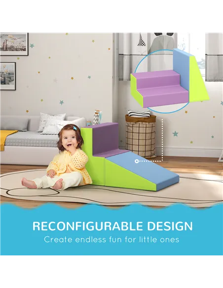 HOMCOM 2 Piece Soft Play Set for Toddler Climb and Crawl, for 12-36 Months, Blue