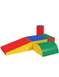 HOMCOM 5 Piece Soft Safe Foam Playset, Climb and Crawl Activity Toy for Toddlers, Yellow