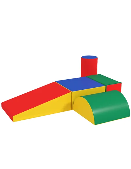 HOMCOM 5 Piece Soft Safe Foam Playset, Climb and Crawl Activity Toy for Toddlers, Yellow