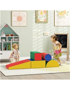 HOMCOM 5 Piece Soft Safe Foam Playset, Climb and Crawl Activity Toy for Toddlers, Yellow 2