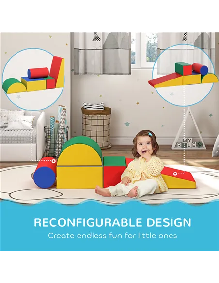 HOMCOM 5 Piece Soft Safe Foam Playset, Climb and Crawl Activity Toy for Toddlers, Yellow