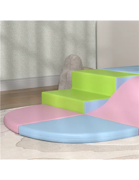 HOMCOM 6 Piece Soft Play Equipment for Kids Climb and Crawl, Pink