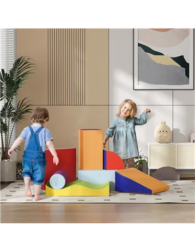 HOMCOM 7 Piece Soft Soft Play Set for Toddlers 1-3 Years, Blue