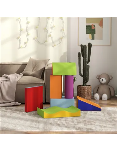 HOMCOM 7 Piece Soft Soft Play Set for Toddlers 1-3 Years, Blue