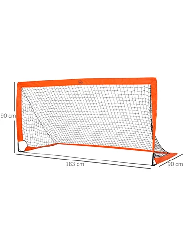 HOMCOM Set of 2 Football Goal Net 6 x 3 ft Foldable Outdoor Sport Training Teens Adults Football with Carrying Bag Orange