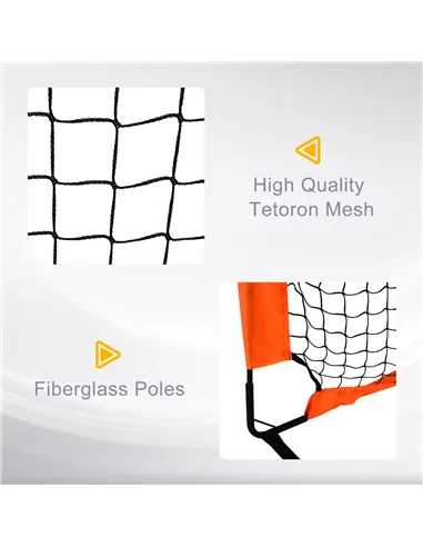 HOMCOM Set of 2 Football Goal Net 6 x 3 ft Foldable Outdoor Sport Training Teens Adults Football with Carrying Bag Orange