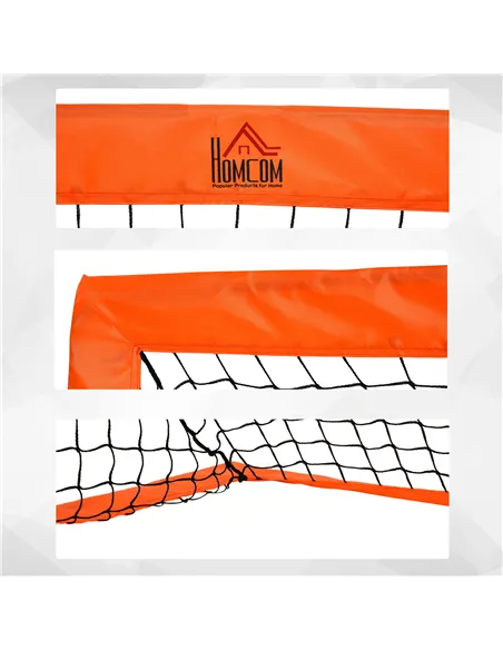 HOMCOM Set of 2 Football Goal Net 6 x 3 ft Foldable Outdoor Sport Training Teens Adults Football with Carrying Bag Orange