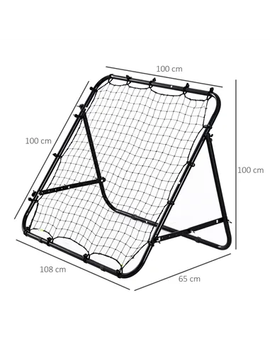 HOMCOM Adjustable Rebounder Net Kickback Target Goal for Teens Adults Training, Black