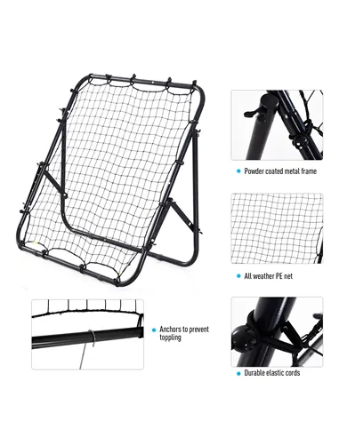 HOMCOM Adjustable Rebounder Net Kickback Target Goal for Teens Adults Training, Black