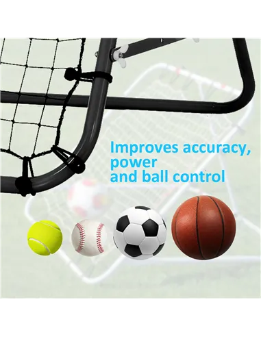 HOMCOM Adjustable Rebounder Net Kickback Target Goal for Teens Adults Training, Black