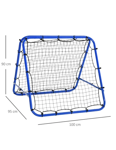 HOMCOM Double Sided Football Rebounder Net, Football Rebound Goal with Five Adjustable Angles, Blue