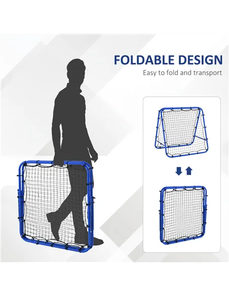 HOMCOM Double Sided Football Rebounder Net, Football Rebound Goal with Five Adjustable Angles, Blue