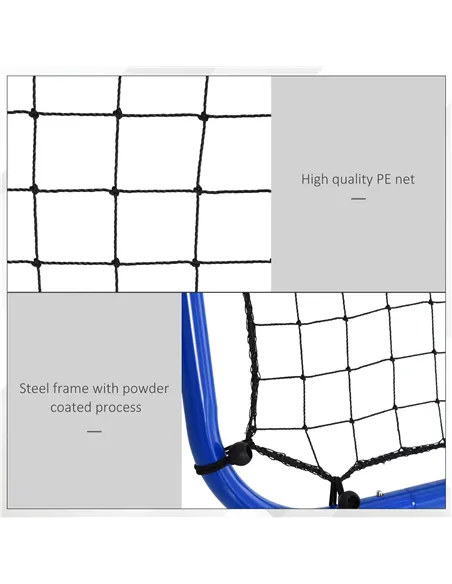 HOMCOM Double Sided Football Rebounder Net, Football Rebound Goal with Five Adjustable Angles, Blue