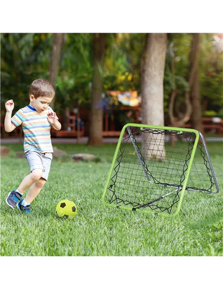 HOMCOM Football Training Net, Soccer Kickback Target Goal Both Side Rebounder Net, Adjustable Angle Goal Training Set for Kids a