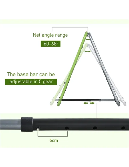HOMCOM Football Training Net, Soccer Kickback Target Goal Both Side Rebounder Net, Adjustable Angle Goal Training Set for Kids a