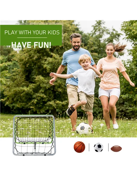 HOMCOM Football Training Net, Soccer Kickback Target Goal Both Side Rebounder Net, Adjustable Angle Goal Training Set for Kids a