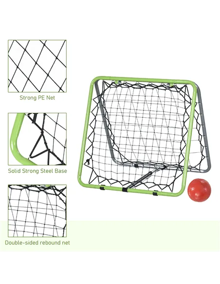 HOMCOM Football Training Net, Soccer Kickback Target Goal Both Side Rebounder Net, Adjustable Angle Goal Training Set for Kids a