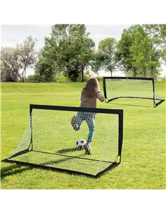 HOMCOM Set of 2 Football Goal Net 6 x 3 ft Foldable Outdoor Sport Training Teens Adults Football with Carrying Bag Black 2
