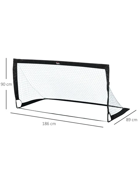 HOMCOM Set of 2 Football Goal Net 6 x 3 ft Foldable Outdoor Sport Training Teens Adults Football with Carrying Bag Black