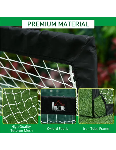 HOMCOM Set of 2 Football Goal Net 6 x 3 ft Foldable Outdoor Sport Training Teens Adults Football with Carrying Bag Black