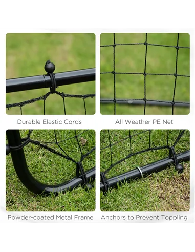 HOMCOM Rebounder Net, Practise Kickback Goal, for Teens, Adults Training - Black